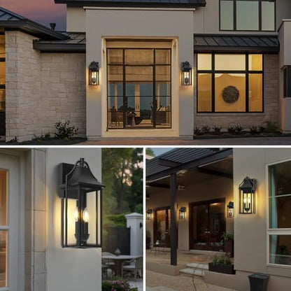 18IN Dusk to Dawn Outdoor Wall Sconce, 2-E12 Base Porch Light