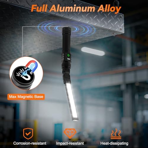 2Pack Magnetic Rechargeable LED Work Light/Flashlight for Mechanics