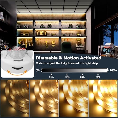 Dual Motion Sensor LED Light Strip Indoor 19.7ft Warm White Night Lighting