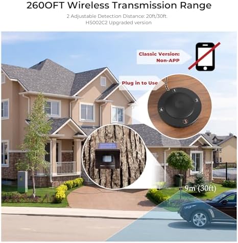 eMACROS Solar Wireless Driveway Alarm, 1 Plug-in Receiver & 3 Sensors