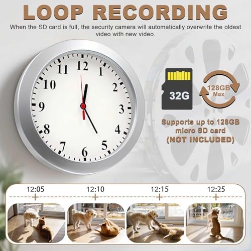 1080P HD Mini Spy Camera Wall Clock Cameras with Motion Detection