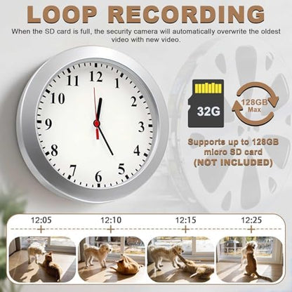 1080P HD Mini Spy Camera Wall Clock Cameras with Motion Detection