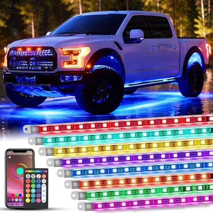 Nilight 8PCS Aluminum RGBW Underglow LED Strip Lights with APP & Remote