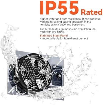 Abestorm 540 CFM Crawlspaces Ventilation Fan with Humidistat 8.7 Inch