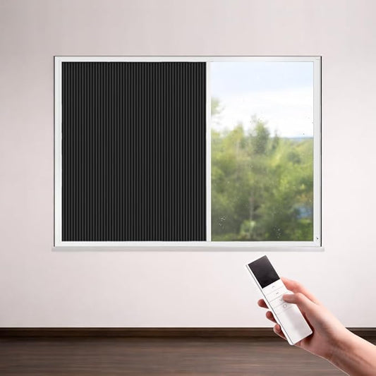 Godark Motorized Bottom Up Celllular Shades WiFi Enabled Smart Honeycomb Blinds Works with Alexa/Google Home Easy Install Blackout Window Blinds with Aluminum Frame Customize Size-Black(White Frame)
