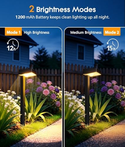 ELECLINK Solar Pathway Lights Outdoor, 6 Pack Garden Lights Solar Powered Path Lights with Focused Beam Lens, 2 Light Modes Waterproof Outdoor Solar Light for Yard Driveway Walkway Landscape