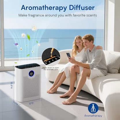 Air Purifiers for Home Large Room up to 3000 ft², VNIUP True Air Purifier for Bedroom, PM 2.5 Display Air Quality Sensor Air Cleaner for for Whole Home Dorm Room Bedroom Office, ZQA-8000A