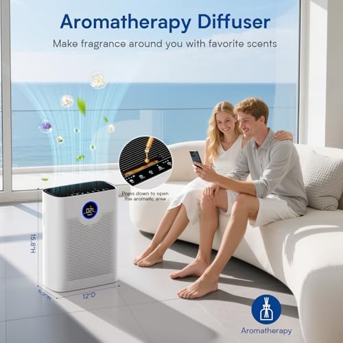 Air Purifiers for Home Large Room up to 3000 ft², VNIUP True Air Purifier for Bedroom, PM 2.5 Display Air Quality Sensor Air Cleaner for for Whole Home Dorm Room Bedroom Office, ZQA-8000A
