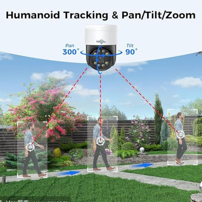 Hiseeu 4K PoE Security Camera System with 8pcs 5MP PoE PTZ Cameras