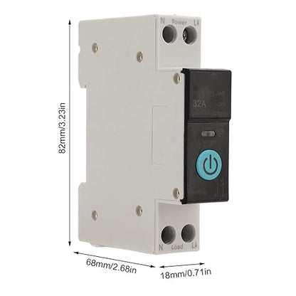Din Rail Circuit Breaker Smart WiFi Switch - Remote Control with 3 Timing Modes for Household Appliances - Premium Safety & Materials - Compatible with Tuya Smart App