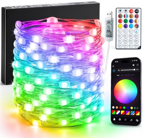 JMEXSUSS Smart RGB Fairy Lights, 33FT 100 LED Color Changing String Lights