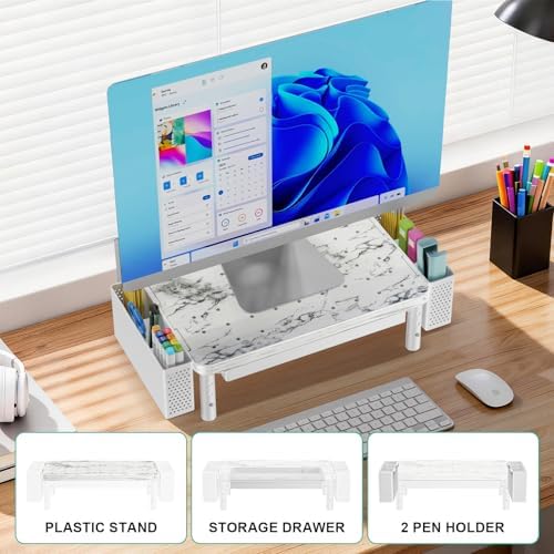 WALI Computer Monitor Stand with Storage and Pen Holder