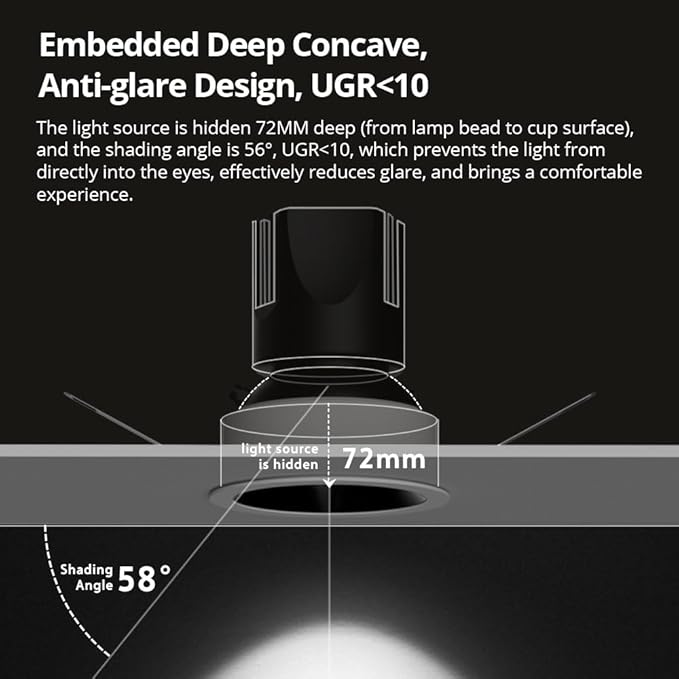 BENEXMART 12W Zigbee Smart LED Recessed Spotlight, Dimmable Recessed Ceiling Light, Anti-Glare, Works with Tuya App Control Alexa Google Voice Home, Tuya Zigbee Hub Required (24 Degree Beam Angle)