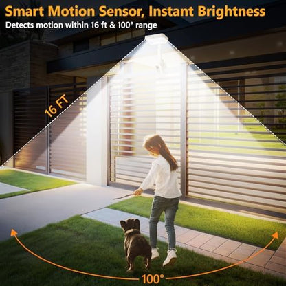 Clip On Solar Motion Lights Outdoor,360°Rotatable Fence Lights(2Pack,6000K)
