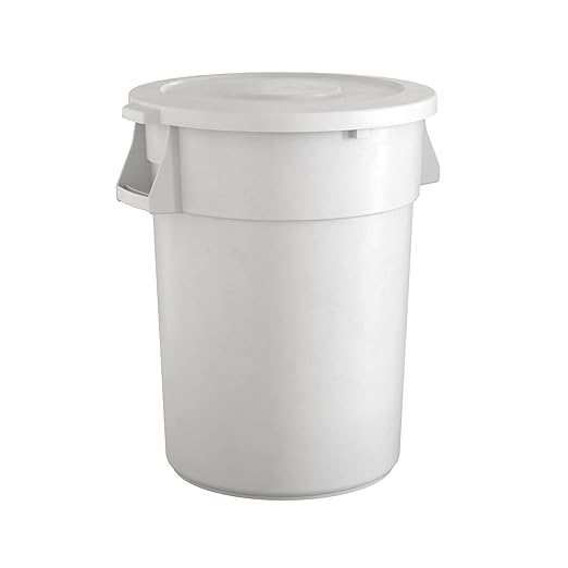 44 Gallon White Round Commercial Trash Can with Lid, Heavy-Duty Food Grade NSF Certified, Perfect for Restaurant, Office, School, Garage, Backyard, Workshop, Warehouse