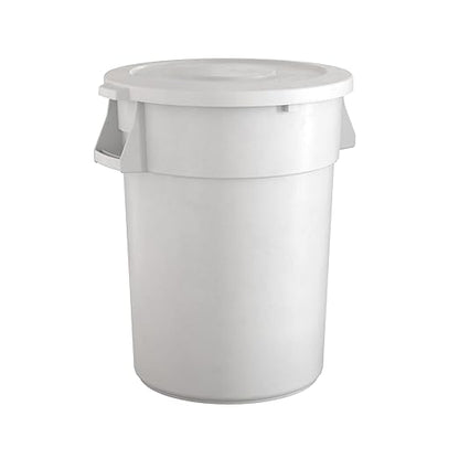 44 Gallon White Round Commercial Trash Can with Lid, Heavy-Duty Food Grade NSF Certified, Perfect for Restaurant, Office, School, Garage, Backyard, Workshop, Warehouse