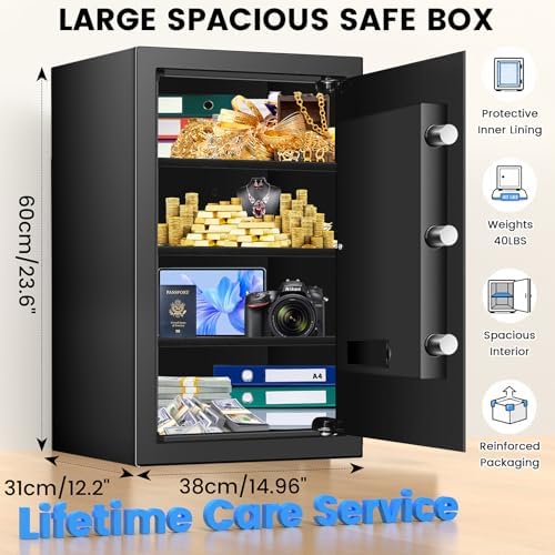 23.6" Tall Large Home Safe, 4.6 Cuft Safe Box with Fireproof Waterproof Bag