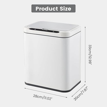ELPHECO Stainless Steel Office Trash Can Motion Sensor Garbage Can Touchless Smart Trash Can Automatic Waste Bin for Kitchen, Office, Bathroom (White, 3.5 Gallons)