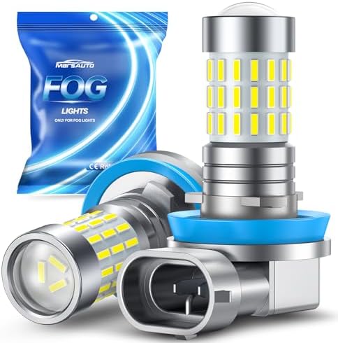 Marsauto H11/H8/H16 Fog Light Bulbs, 10000LM 6000K with Lens-2 Pack