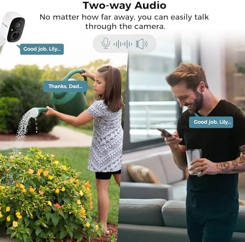 CG6S Security Camera and DB3 2K Smart Video Doorbell with Chime,Battery Powered,Easy to Setup,PIR Motion Detection,Two Way Audio, Audible Flashlight Siren,2.4GHz Wi-Fi Color Night Vision, 180 Days Exc