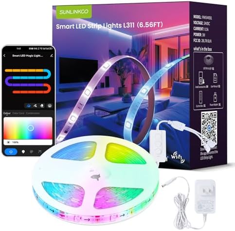 RGB+IC LED Strip Lights, Smart Bluetooth LED Light for Bedroom, Color Changing LED Strips with 44 Scene Modes(6.6ft)