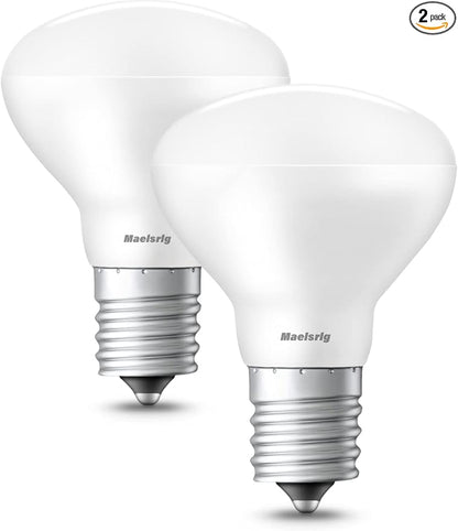 Maelsrlg E17 R14 LED Bulb Dimmable 4W(40W Equivalent) Small Light Bulb, E17 Intermediate Base, 300 Lumens, Curio Cabinet Light Bulb, Daylight White 5000K, Pack of 2