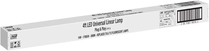 Feit Electric 4ft T8 LED Bulbs, 32/40 Watt Replacement, Type A Tube Light, Plug & Play, T8/T12 LED Fluorescent Light, 3000K Warm White, 50,000-Hr Lifetime, Ballast Compatible, T48/830/LEDG2/4, 4 Pack