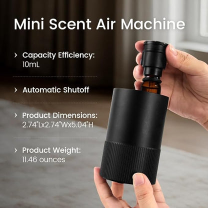 Waterless Diffuser for Essential Oil, Aluminum Alloy & Fabric, 0.33 Fl Oz/ 10mL, Waterless Diffusers, Scent Diffuser with Timer & 4 Mist Levels for Home, Room, Car, Office - Black