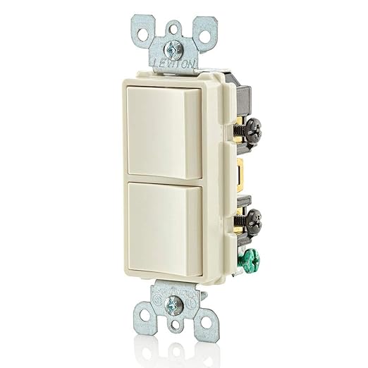 Leviton 15 Amp, 120/277 Volt, Decora Single-Pole, AC Combination Switch, Commercial Grade, Grounding, 5634-I, Light Almond