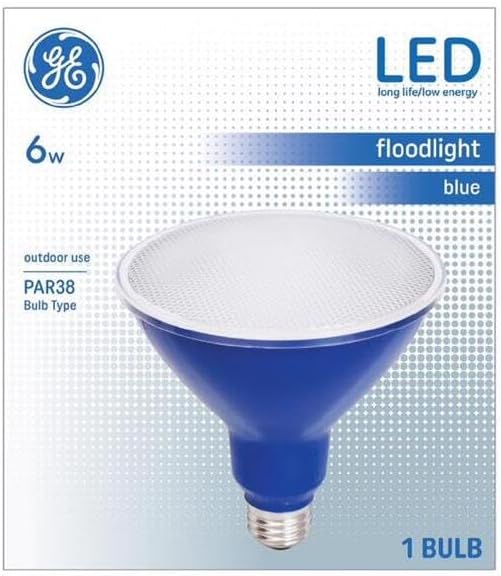GE 93100882 LED Blue Floodlight, Medium Base, PAR38M, 6 Watt - Quantity 1