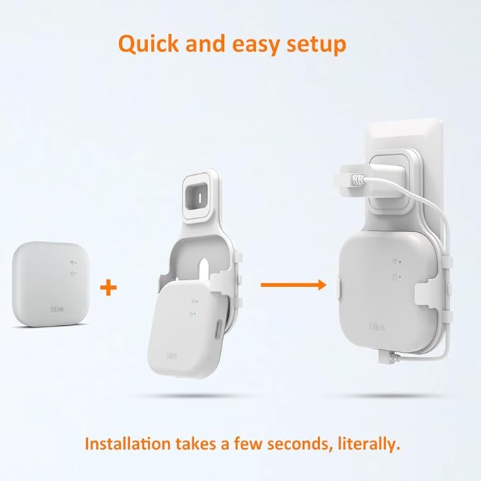 AutoSonic All-New Mount Compatible with Blink Sync Module XR | Outlet Wall Holder Mounting Bracket Accessories | USB-C Cable Included | White