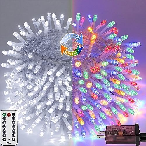 200 LED Connectable String Lights with Remote, Cool White to Multicolor