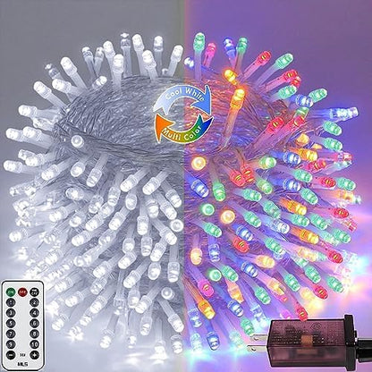 200 LED Connectable String Lights with Remote, Cool White to Multicolor