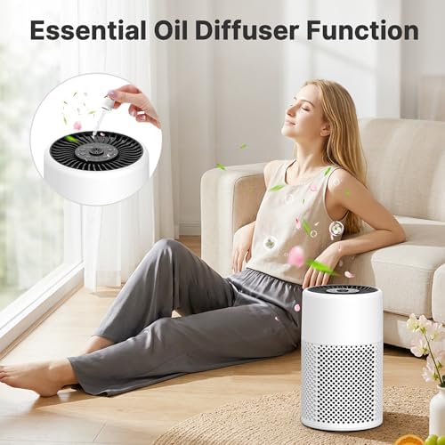 Air Purifiers for Bedroom, Dorm Room, True HEPA Filter for Smoke, White