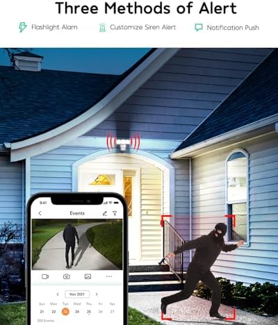 winees Floodlight Camera, 2K HD Dual-Lens Outdoor Security Camera