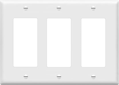 ENERLITES Decorator Light Switch or Receptacle Outlet Wall Plate, Gloss Finish, Size 3-Gang 4.50" x 6.38", Polycarbonate Thermoplastic, 8833-W, White , Standard Size , 1 Count ( Pack of 1)