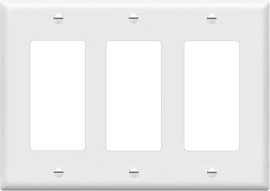 ENERLITES Decorator Light Switch or Receptacle Outlet Wall Plate, Gloss Finish, Size 3-Gang 4.50" x 6.38", Polycarbonate Thermoplastic, 8833-W, White , Standard Size , 1 Count ( Pack of 1)