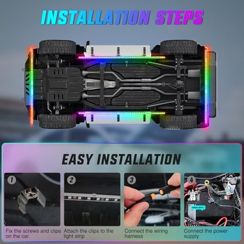 Nilight 4PCS Aluminum Dream Color LED Underglow Strip Lights APP & Remote