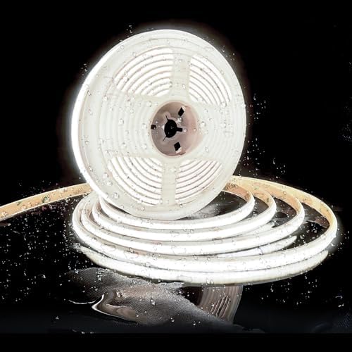 Pandery Outdoor LED Strip Lights,6000K Cool White,24V IP67 LED Strips,32.8FT/10M,CRI90+ Waterproof led cob Strip Light for Bathroom,Pool,Garden,Sauna Rooms(Power Not Included)