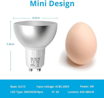 BENEXMART Zigbee GU10 Smart LED Bulb 5W RGBW Compatible with Tuya SmartThings App Alexa Echo Plus Google Home Voice Control (zigbee GU10 6 Pack)