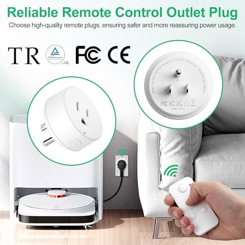 NineLeaf Remote Timer Switch, 500FT Long Range Wireless Plug in Light Switch, Easy Setup Remote Outlet, Programmable On/Off Control for Fans, Lights, Household Appliances,1Remote 6Outlets