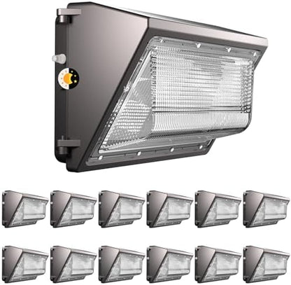 Lightdot 12 Pack 250W LED Wall Pack Lights, Wall Mount Outdoor Exterior Lighting, 100-277V, 37500LM Dusk-to-Dawn, IP65 ETL, 70ft Coverage Area, Parking Lots, Building Exteriors, Yard/Warehouse
