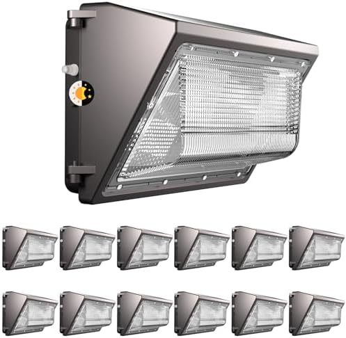 Lightdot 12 Pack 200W LED Wall Pack Lights, Wall Mount Outdoor Exterior Lighting, 100-277V, 30000LM Dusk-to-Dawn, IP65 ETL, 60ft Coverage Area, Parking Lots, Building Exteriors, Yard/Warehouse