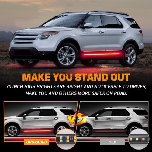 XRIDONSEN 2 Pack 60 inch Red Running Board Emergency Lights Strip