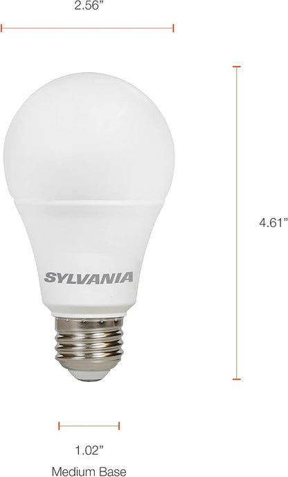 Sylvania Ultra LED A19 Light Bulb, 100W Equivalent, Efficient 16W, 13 Year, Dimmable, 1600 Lumens, Frosted Finish, 2700K, Soft White - 8 Pack (41960)