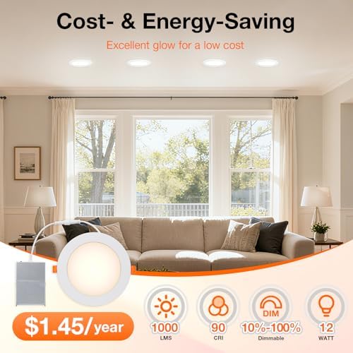 Sylvania 6" Slim Microdisk Downlight, 12W, 5 CCT Select (2700K - 5000K), 1000 LMS, 90 CRI, Dimmable, Wet-Rated, White - 12 Pack (67378)