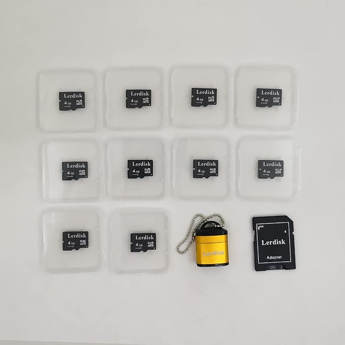 Factory Wholesale Micro SD Card 4GB Pack of 10 in Bulk Micro SDHC with SD Adapter Produced by Authorized Licencee(4GB)