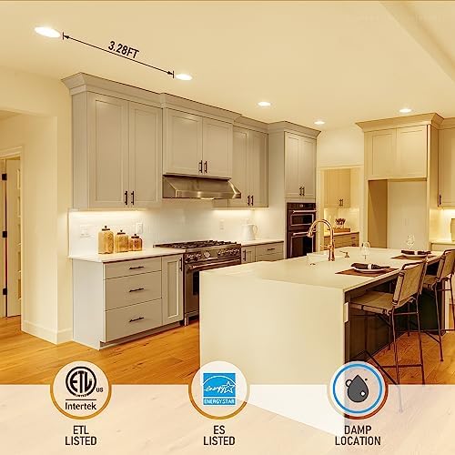 TORCHSTAR 4-Pack 6 Inch Ultra-Thin LED Recessed Light, 2700K