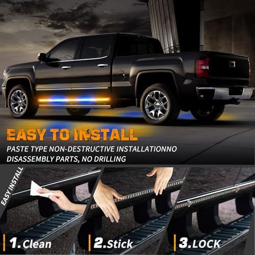 XRIDONSEN 2PCS 60 inch Running Board Strobe Lights Truck Emergency Lights