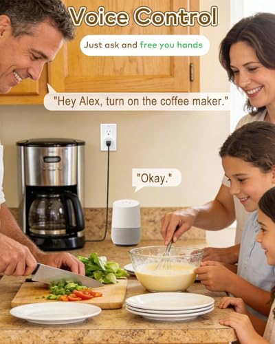 NineLeaf Smart Plug, WiFi Smart Plugs Work with Alexa and Google Home via Tuya, Wireless Outlet Timer with APP Remote Control, 2.4GHz Wi-Fi Only, No Hub Required, TUV FCC Listed (5 outlets+3 switches)